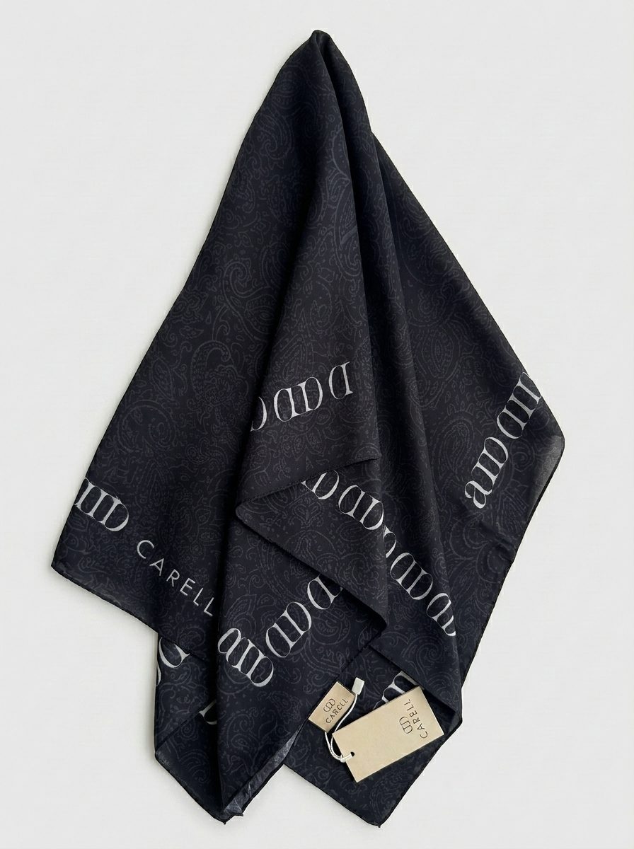 Carell Floş Şal Siyah Monogram Desenli